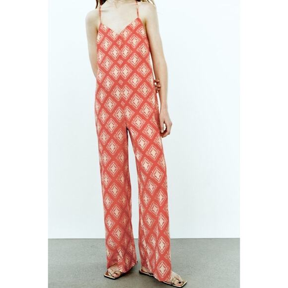 Zara Printed Cotton Jumpsuit - Picture 6 of 14
